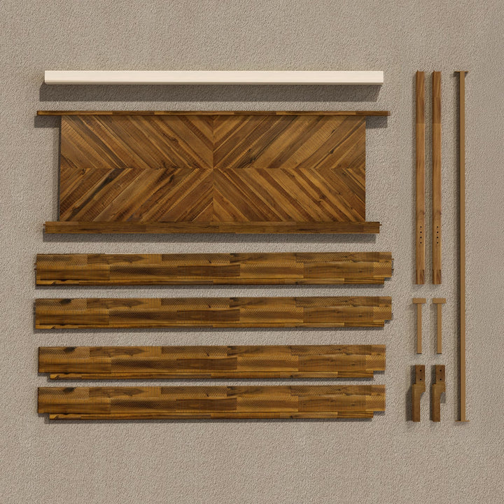 Vivian king platform bed frame designed with chestnut finish for bedroom styling