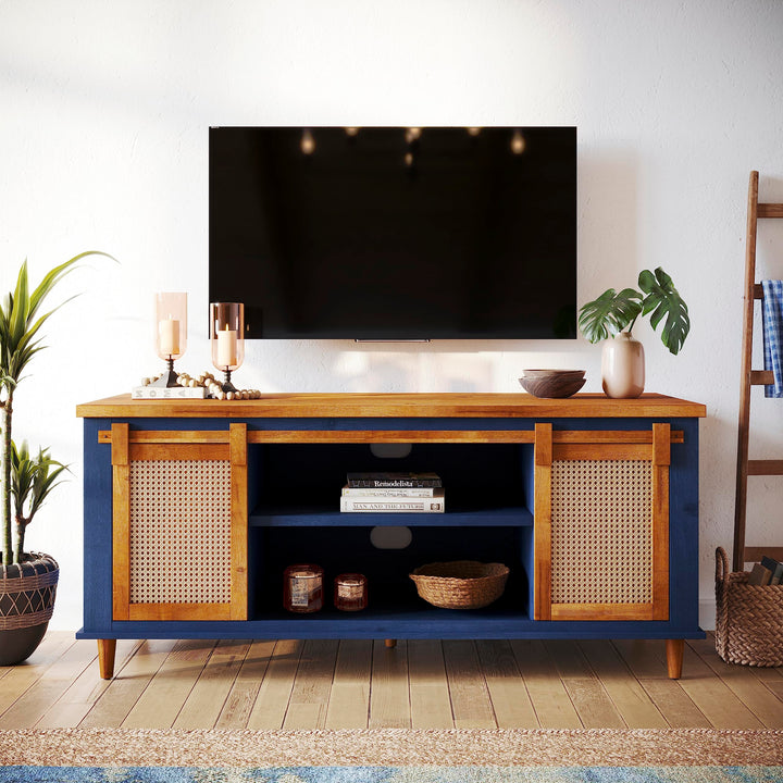 Arvid TV stand with caramel finish and media storage for media storage