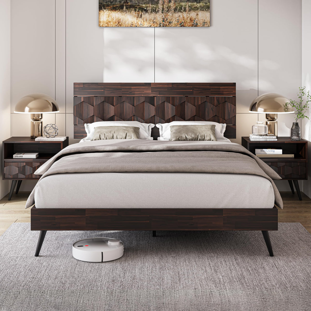 Georgina 1-drawer nightstand designed with walnut finish and bedside storage as a bedside table