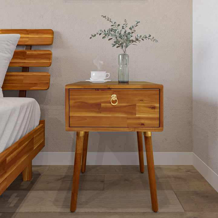 Caden 1-drawer nightstand with caramel finish and bedside storage for a tidy bedside area