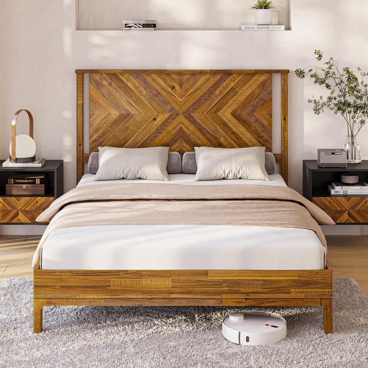 Vivian queen platform bed frame with headboard for bedroom setup