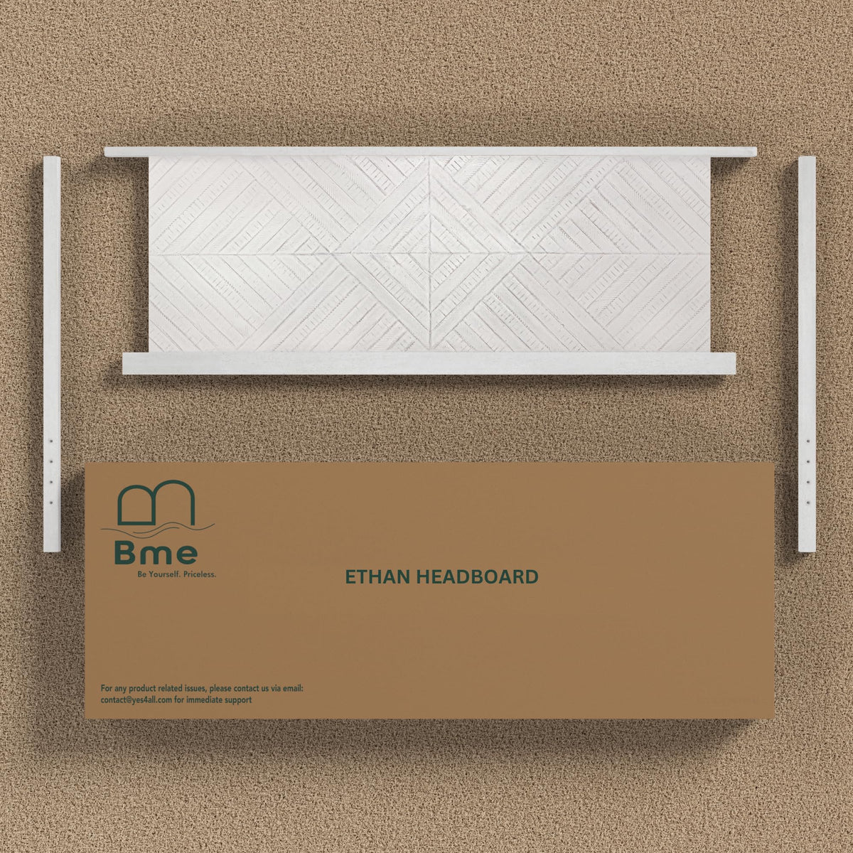 Ethan king bed headboard designed with rustic white finish for bed-frame coordination
