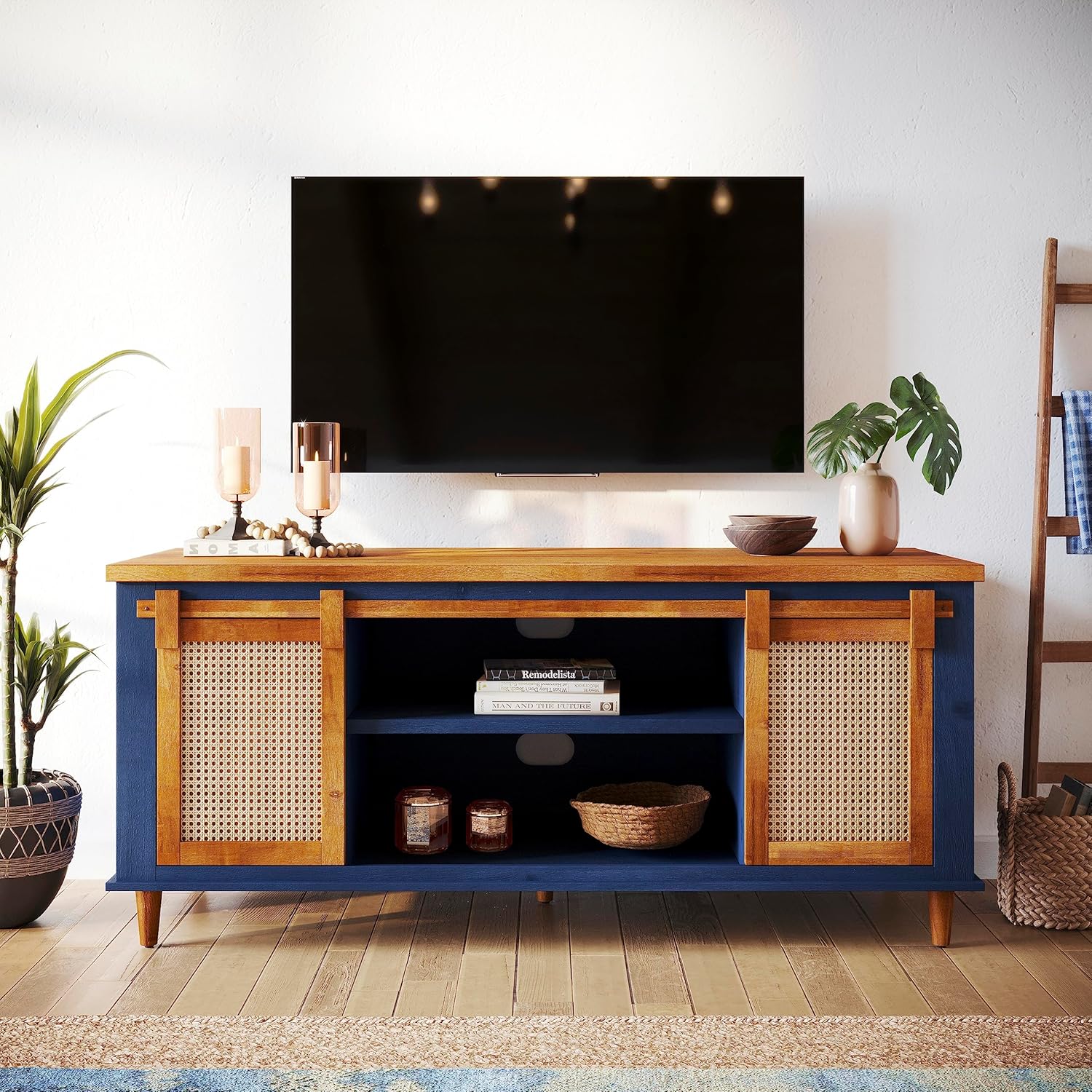 Bme Premium Arvid TV Console Table, Pre-Assembled Entertainment Center for up to 70 inch TV