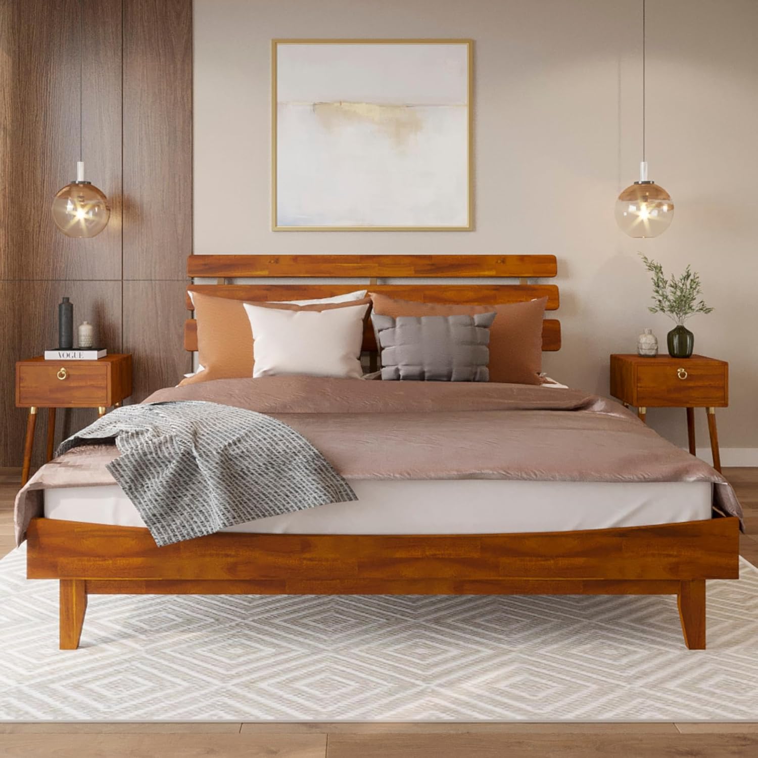 Bme Caden 15 Inch Deluxe Bed Frame with Adjustable Headboard