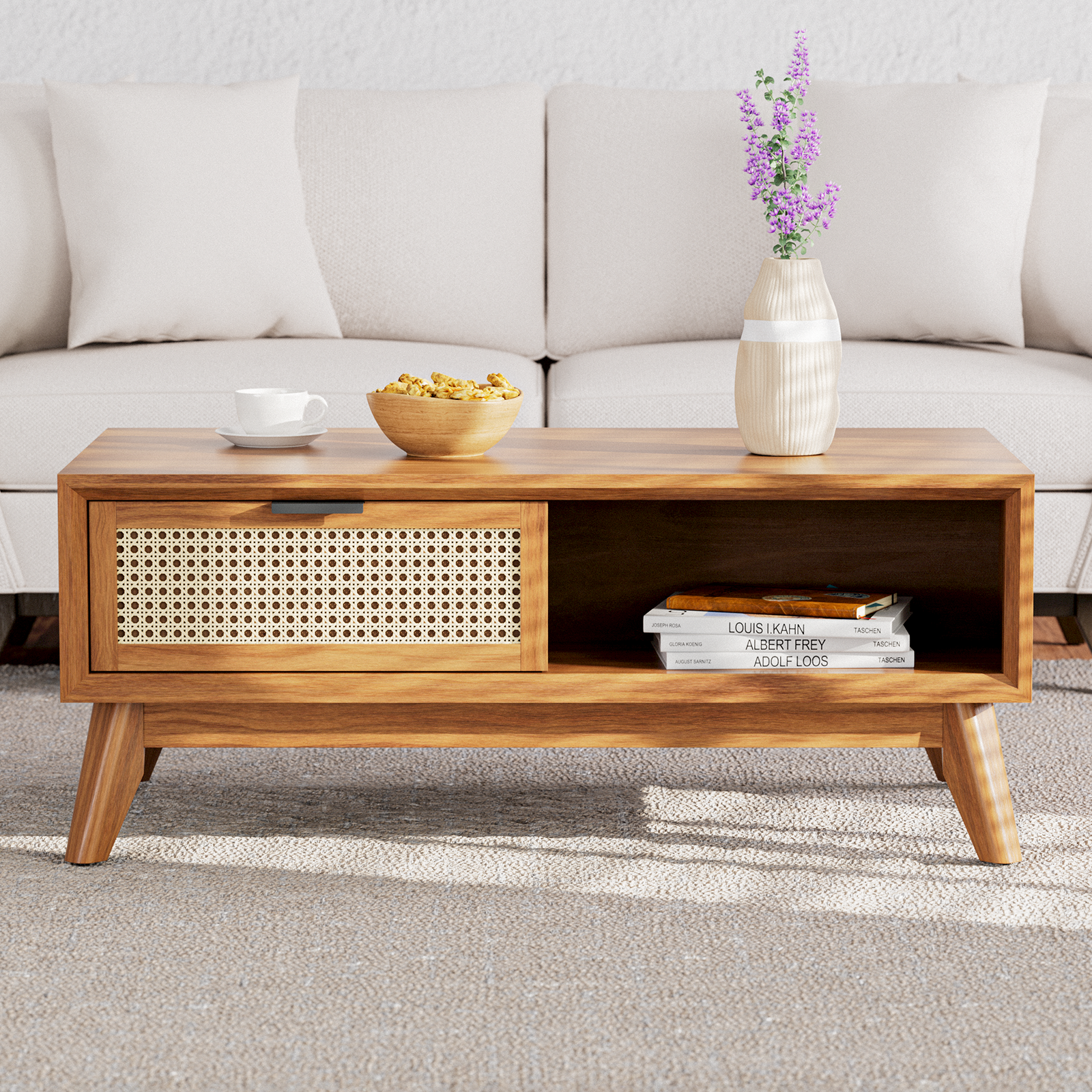 Bme Jasper Modern Solid Wood Coffee Table with Storage