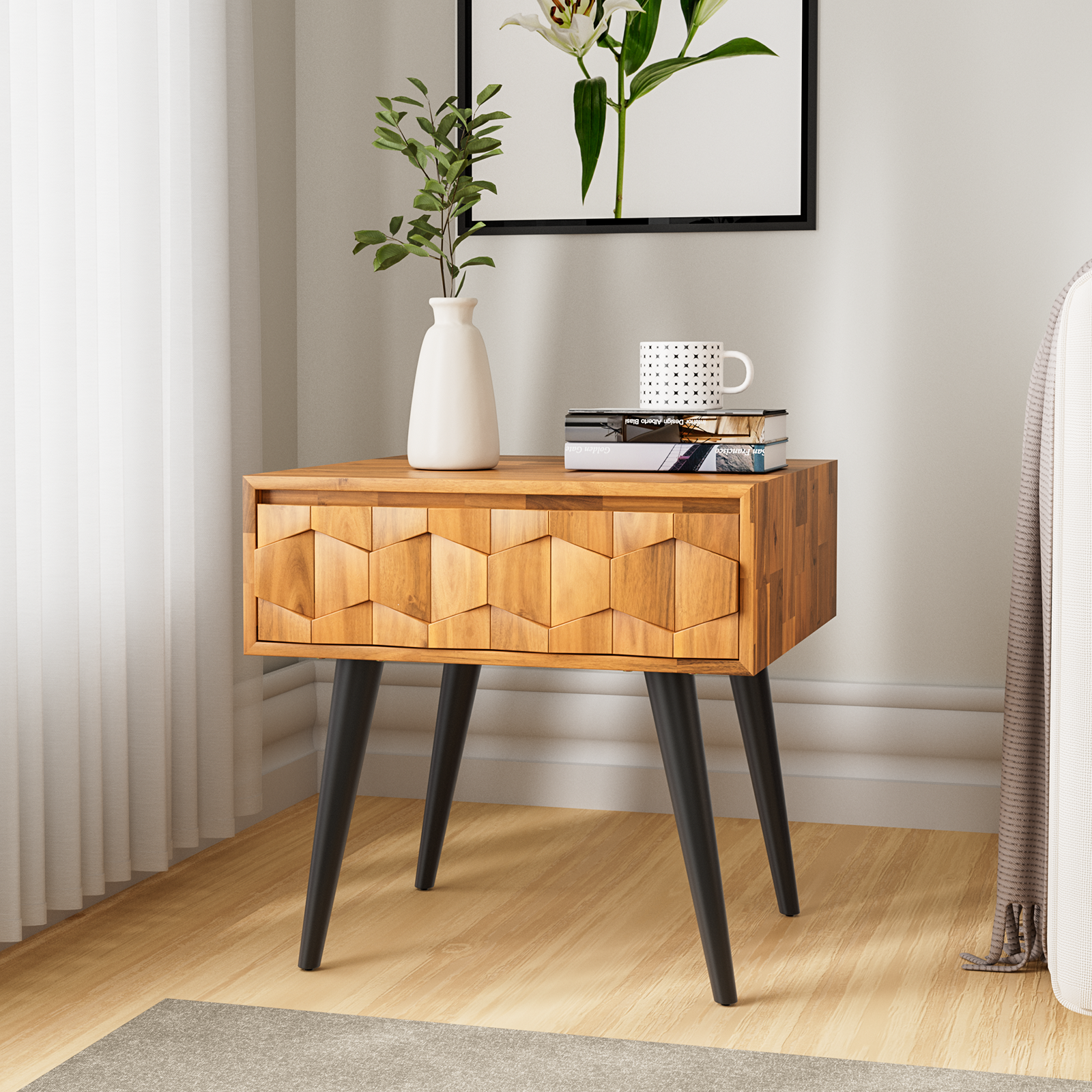 Bme Georgina Solid Wood Nightstands with Drawers