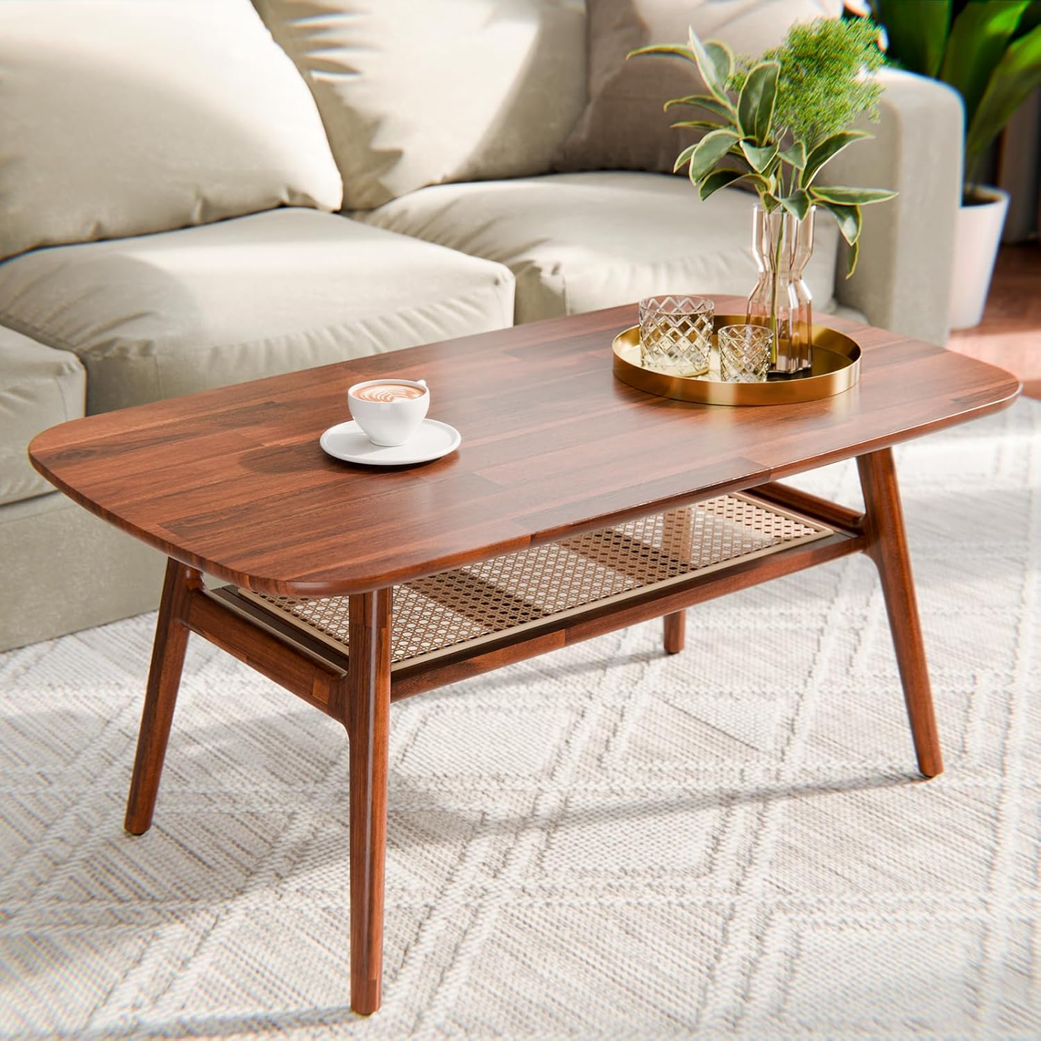 Bme Nancy Solid Acacia Wood Coffee Table for Living Room